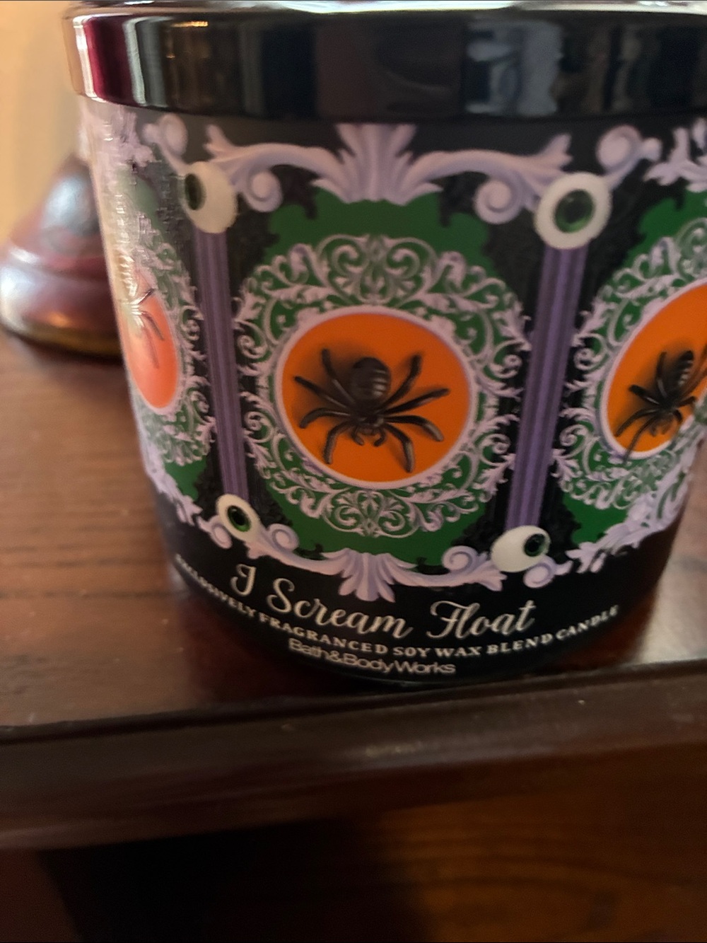 Bath & Body Works Halloween Spider Candle - Black, Orange, Green, Purple
